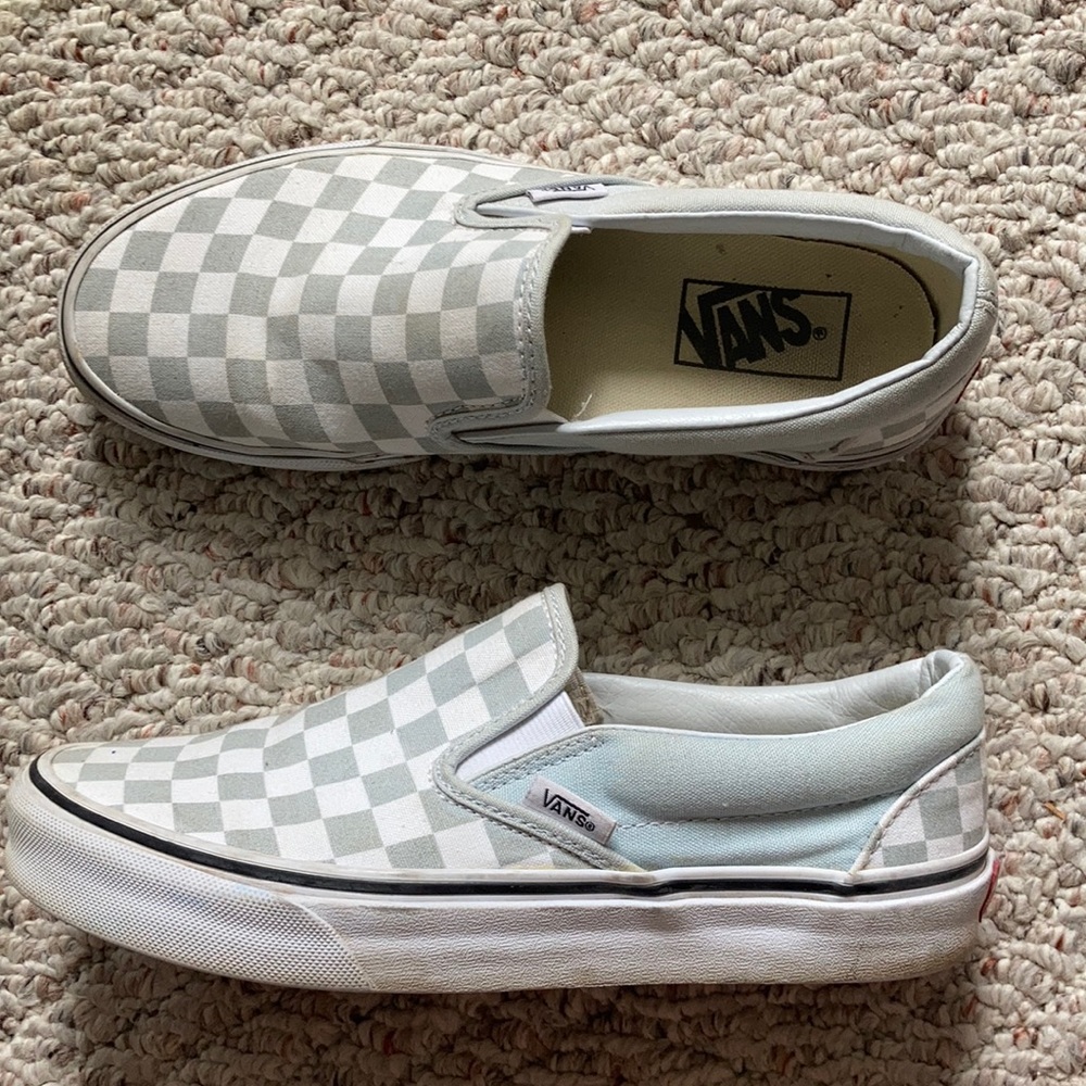 blue and white checkered vans